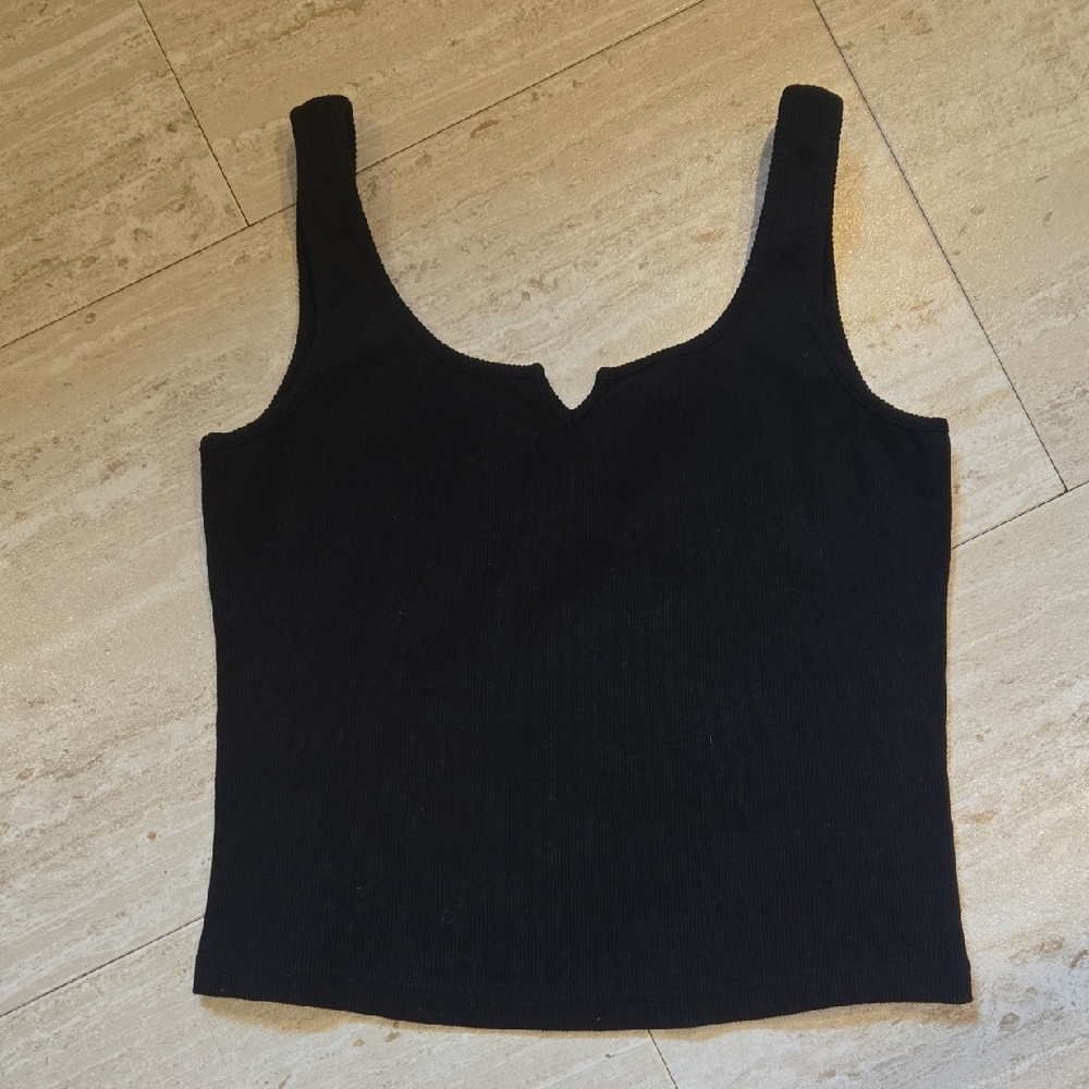 New Anthropologie Canape Black Mini-Ribbed Tank